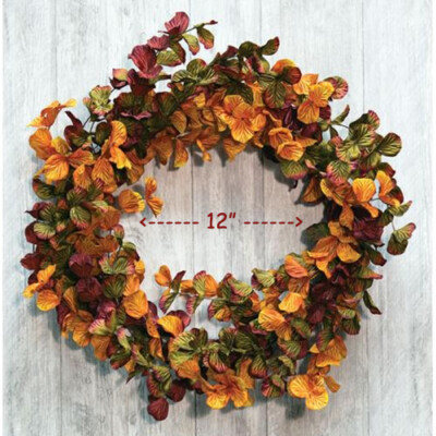 Large FALL HARVEST Eucalyptus WREATH Green,Rust,Red,Plum  12'' Inside 22'' Outer