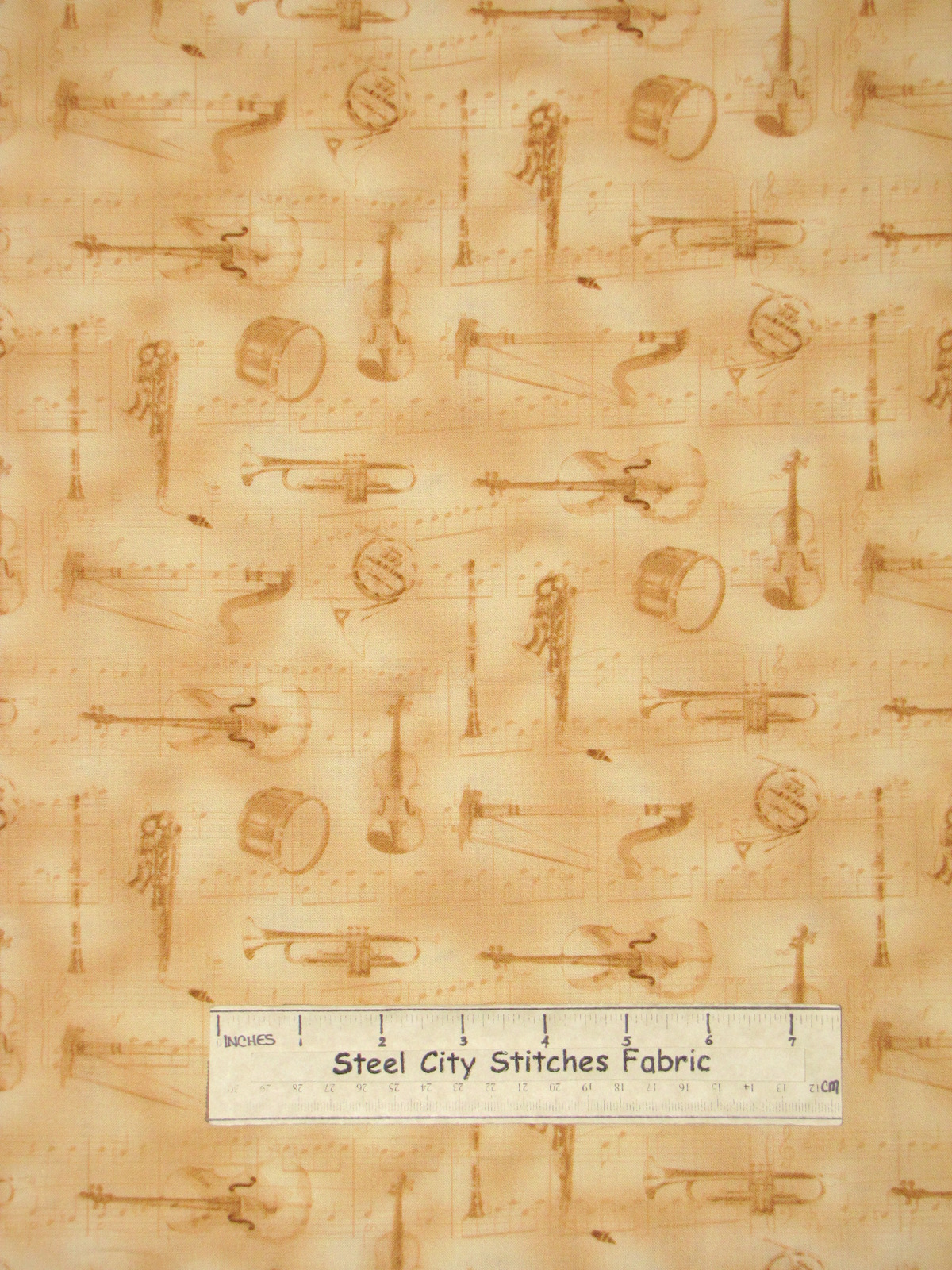 Music Prelude Instruments Harp Drum Cotton Fabric Timeless Treasures C6822 YARD