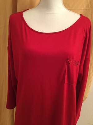 White Stag Woman s Plus Christmas Red Top With Sparkle Size 20 XXL 2XL