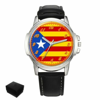 CATALONIA BLUE ESTELADA INDEPENDENCE CATALAN  MEN'S WRIST WATCH  GIFT ENGRAVING