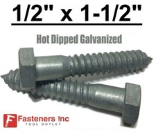  Choose Qty 1/2" x 1-1/2" Hot Dipped Galvanized Hex Head Lag Bolt Screw HDG