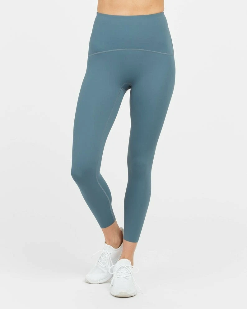 SPANX BOOTY BOOST STORM BLUE 7/8 CROP ACTIVE LEGGING LARGE UK 16