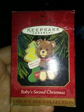 HALLMARK Keepsake 1997 BABY'S SECOND CHRISTMAS ORNAMENT  2nd Teddy Bear VINTAGE