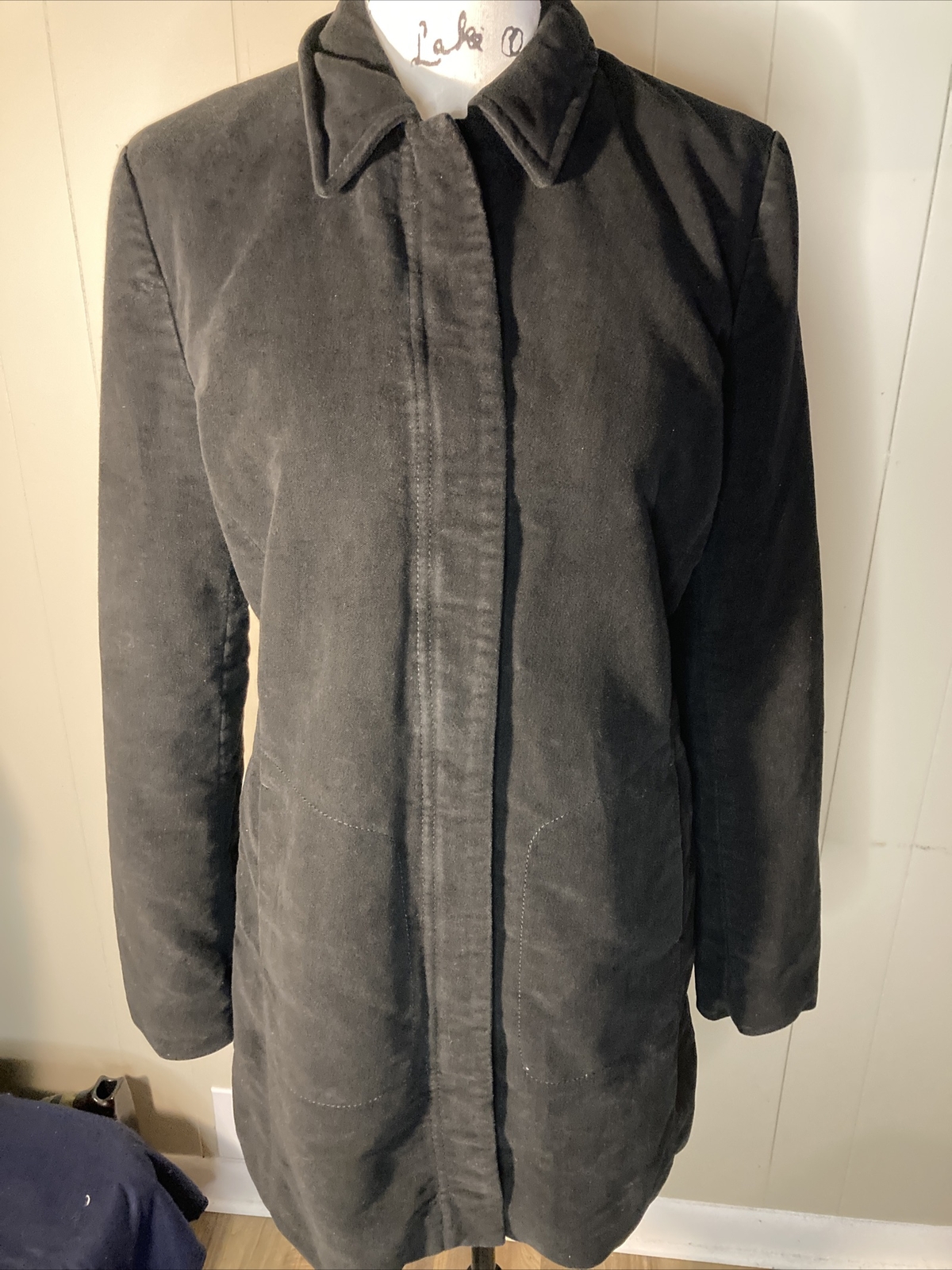 Zara Basic Midi Black Coat L EUC Side Pockets Lin… - image 9