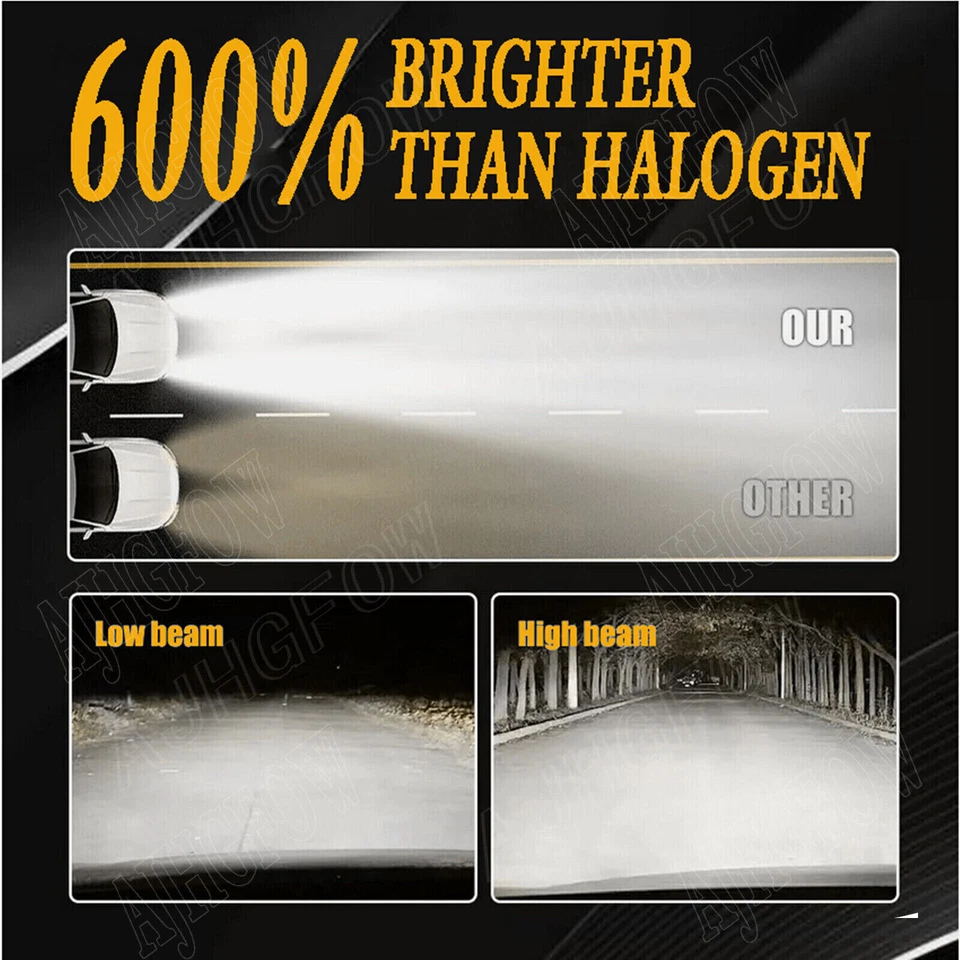 For Acura Vigor 1992-1994 LED Headlight High Low Beam Bulbs Combo Kit 4pcs - Image 2 of 4