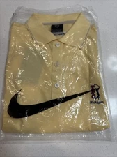 Nike Dri Fit Yellow Sz L Polo Embroidered With TPC Mich And MGM Grand On Back
