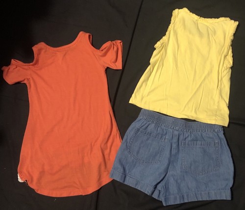 Girls Size 5/6/6X (3) Piece Lot 1 Denim Shorts/orange Top And E.Land Tank #987 - Picture 5 of 20