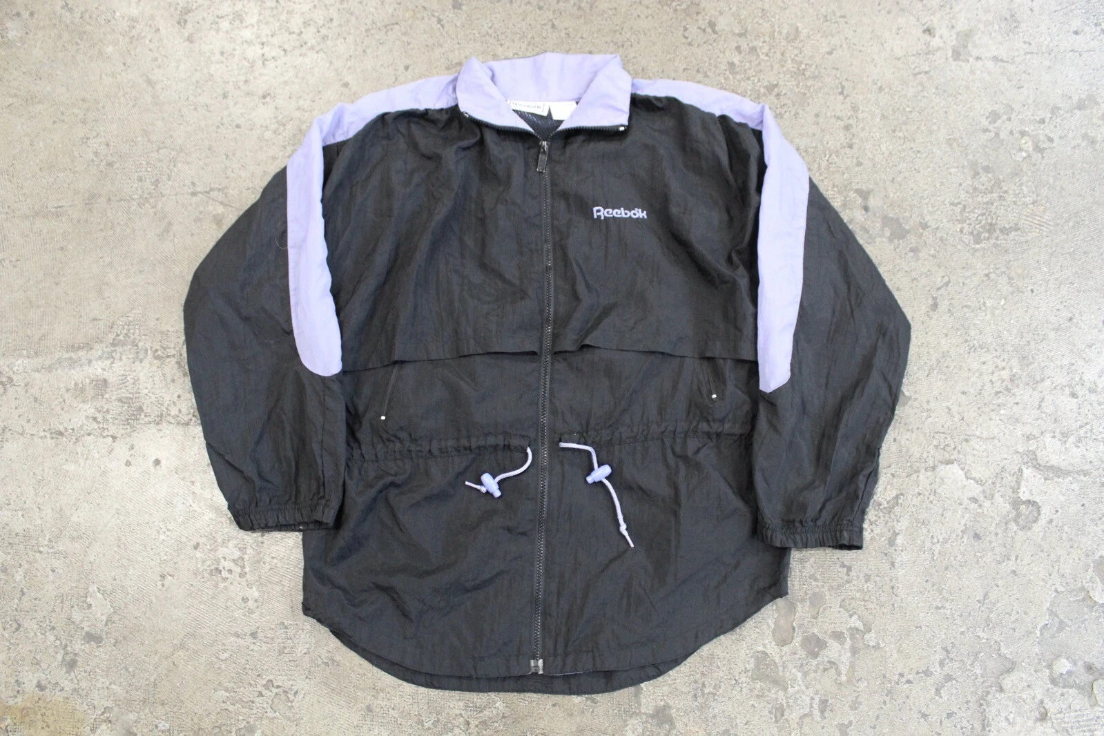 VTG Reebok Windbreaker Jacket Adult SMALL Running Mesh Panels Drawstring