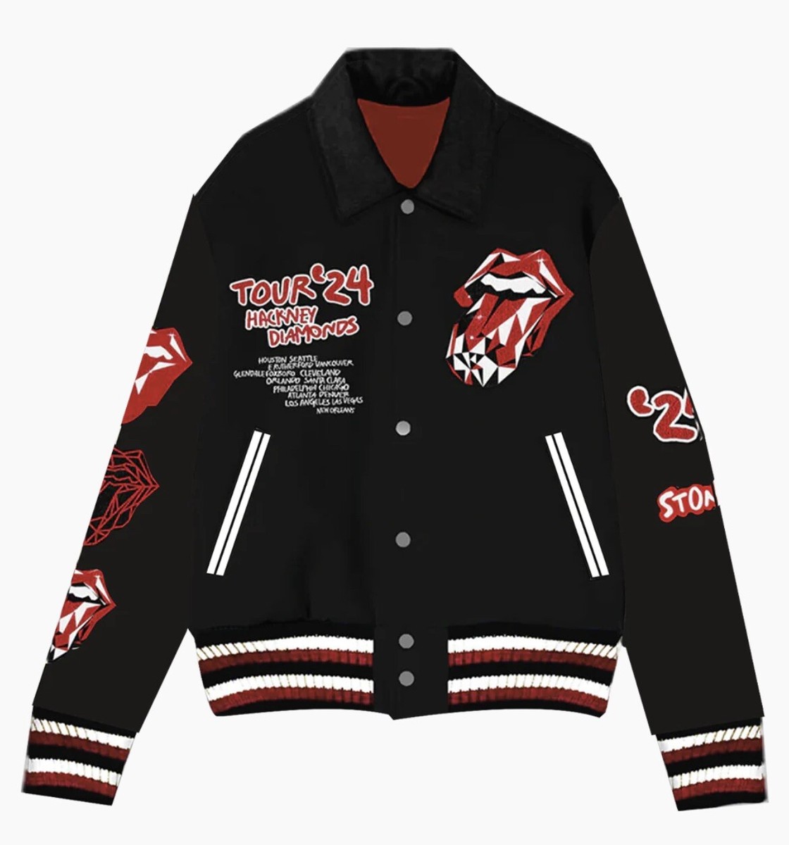 Rolling Stones Limited Hackney Diamonds Varsity Tour Jacket XL | eBay