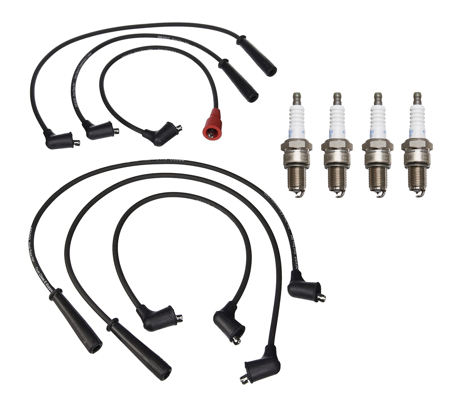 Denso Wire Set 7mm  4 Double Platinum Spark Plugs .044 Kit For Mazda 323 1.6L
