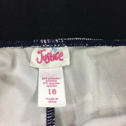 Justice For Girls City Skyline Cropped Leggings Size 16 Purple Blue Stretch XL - Picture 3 of 8