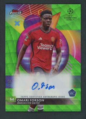 2024 OMARI FORSON 75/99 AUTO TOPPS FINEST UEFA CHAMPIONS LEAGUE WAVE GREEN RC