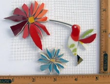 Hummingbird And Red Daisy Mosaic Tile Broken Cut China Plate Tile