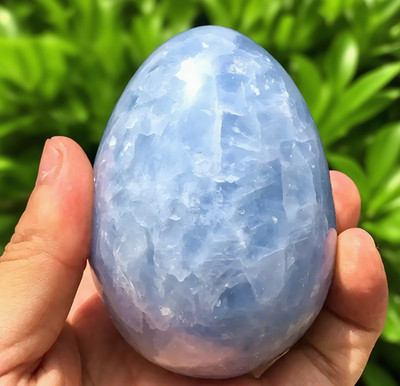 Natural Celestite Egg Polished Tumbled Stone Healing Crystal Pocket Palm Stone