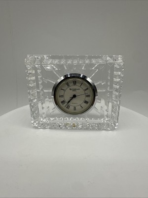 WATERFORD Crystal Night Stand/ Desk Clock. No battery. Two scratches on plastic.