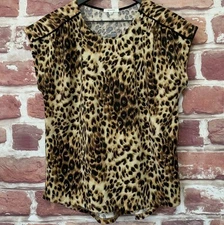  Pleione Top Womens Small Multicolor Animal Print Abstract Shirt