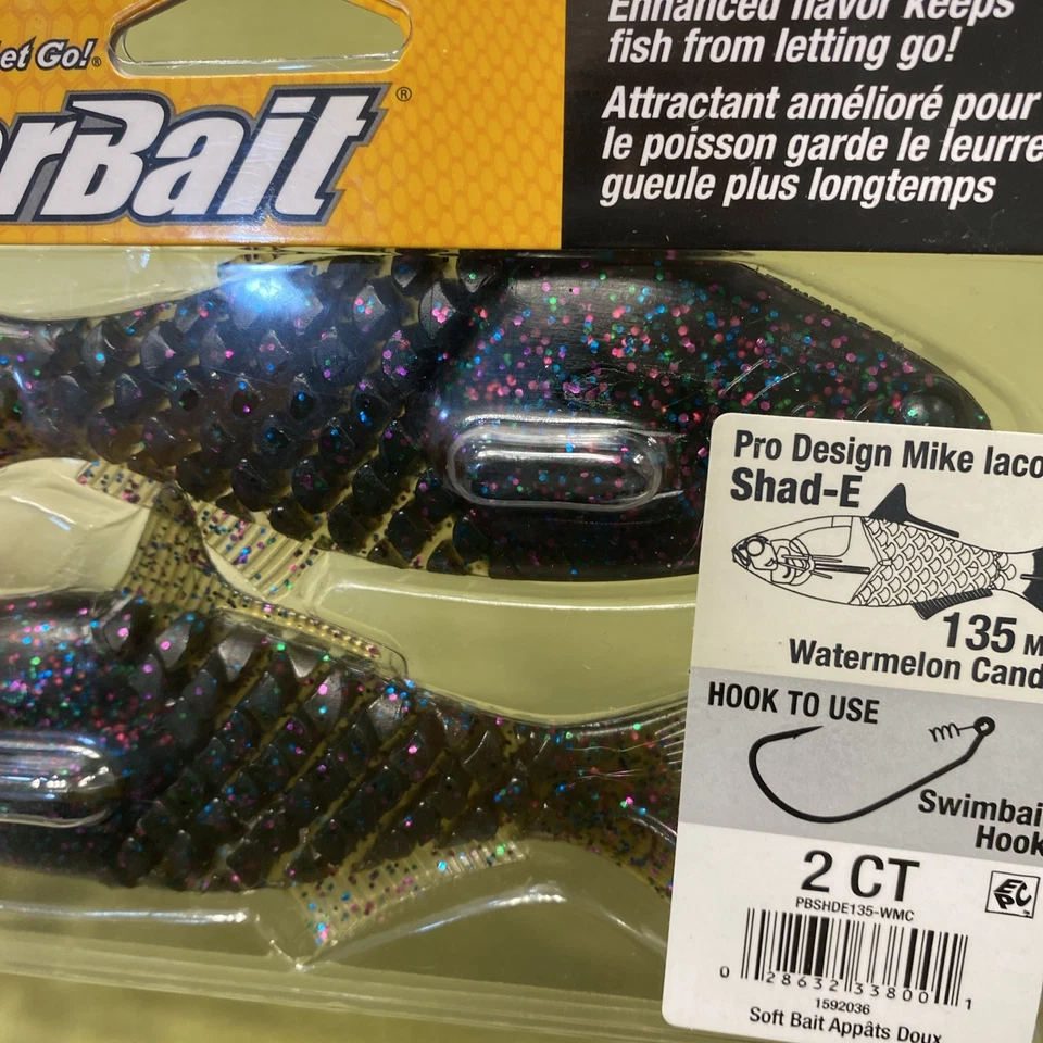 Berkley PowerBait Shad-E Watermelon Candy 2 count pack - Image 4 of 4