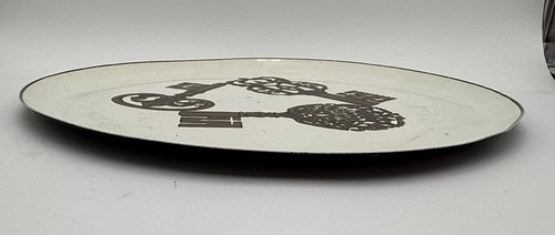 Vintage Nashco Metal Tray Fornasetti-Style MCM 15.5” Barware - Picture 3 of 11