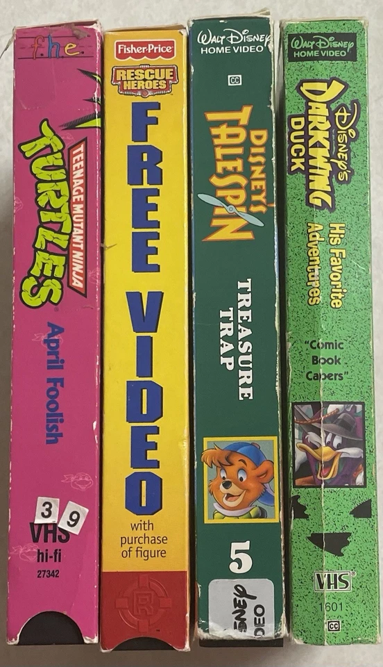 Lot of 4 Kids Cartoon VHS DISNEY'S DARKWING DUCK & TALESPIN RESCUE HEROES TMNT - Image 4 of 4