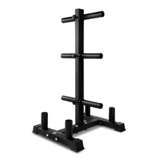 SereneLife Plate Storage Rack with Barbell Holders, 800lb Capacity - Black