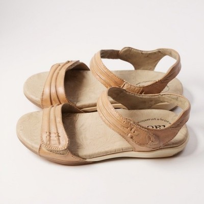 TAOS Women Tan Leather Comfort Adjustable Strap Walking Sandals Size 8 NEW $150