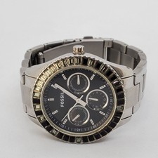 Fossil Women's Watch 38MM Black Dial Gray Case Day-Date Indicator 6" New Battery