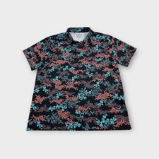 Black Floral Under Armour Playoff Polo Shirt Golf Casual Men's XXL 2XL