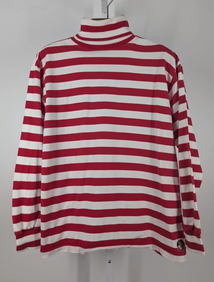 Camisa Ralph Lauren C. 1990 Waldo Bretón Rojo Rayas Cuello Alto Colección Escudo L Foto 2 de 4