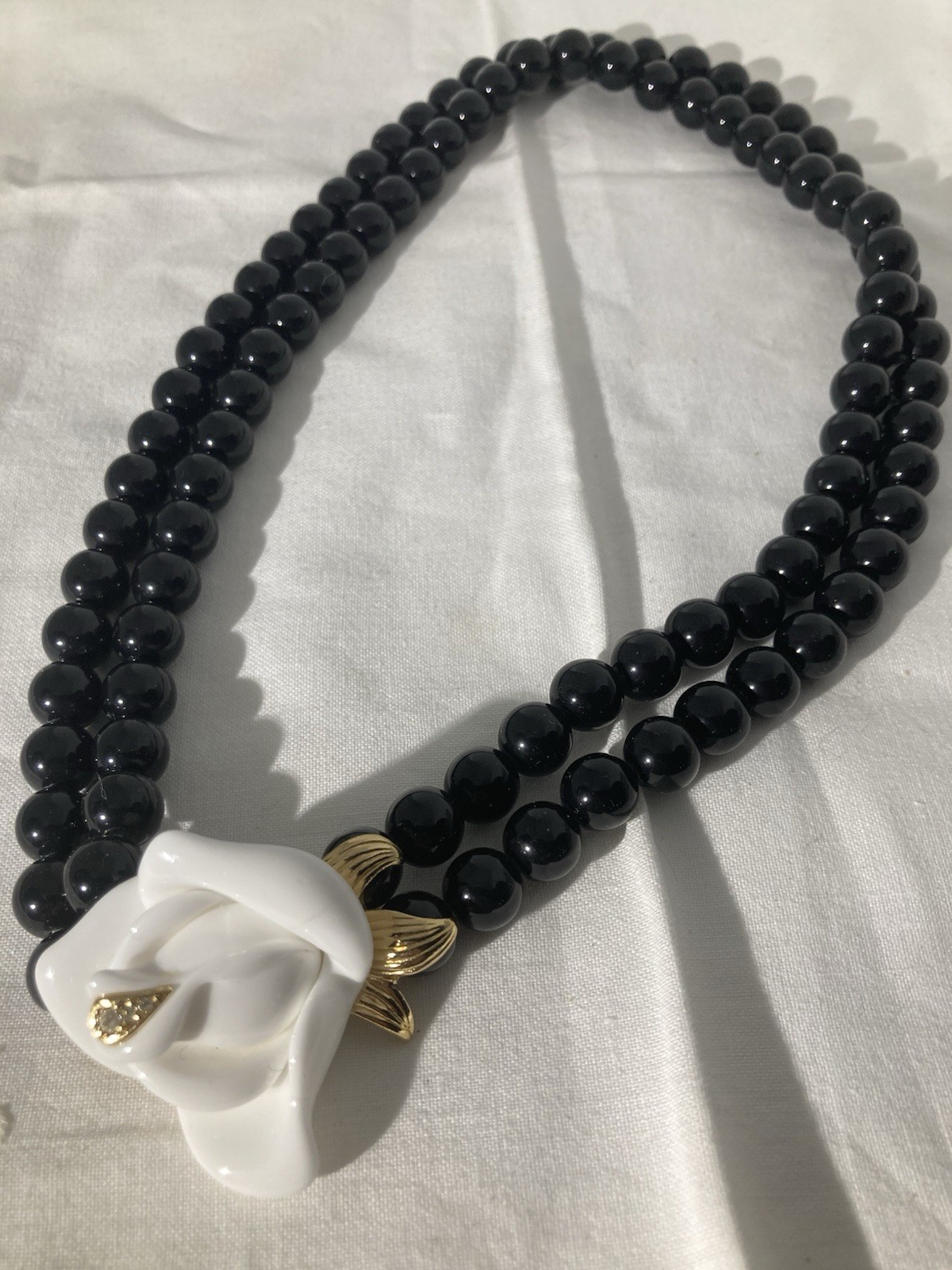 VTG Kenneth Jay Lane Avon Black Lucite Bead Neckl… - image 1