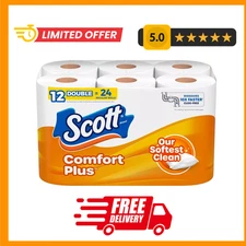 Scott ComfortPlus Toilet Paper, 12 Double Rolls,231 Sheets per Roll, Septic Safe