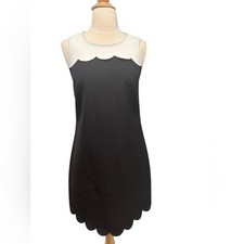 J. Crew Elegant Black/White Scalloped Mini Dress-size 0