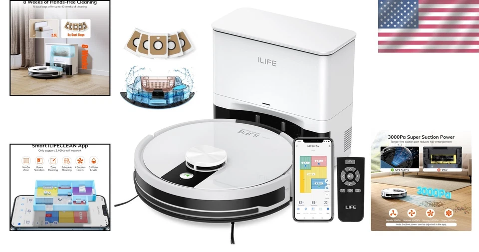 Smart Robot Vacuum and Mop Combo with Self-Emptying Station - Image 2 of 4