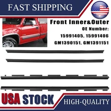 For Chevy Truck Inner & Outer Window Sweep Felt Seal Weatherstrip 4 Pc Kit Set