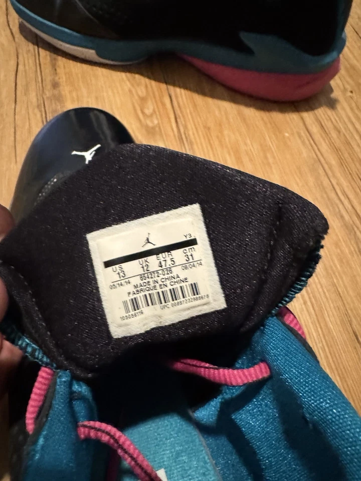 Jordan Flight Time 14.5 South Beach Talla 13 Negro Teal Rosa 654272-026 Foto 3 de 4