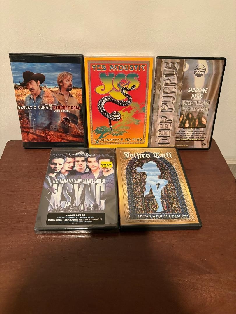 *Music DVD Lot (5) – Brooks & Dunn, YES, Deep Purple, NSYNC, Jethro Tull – Conce