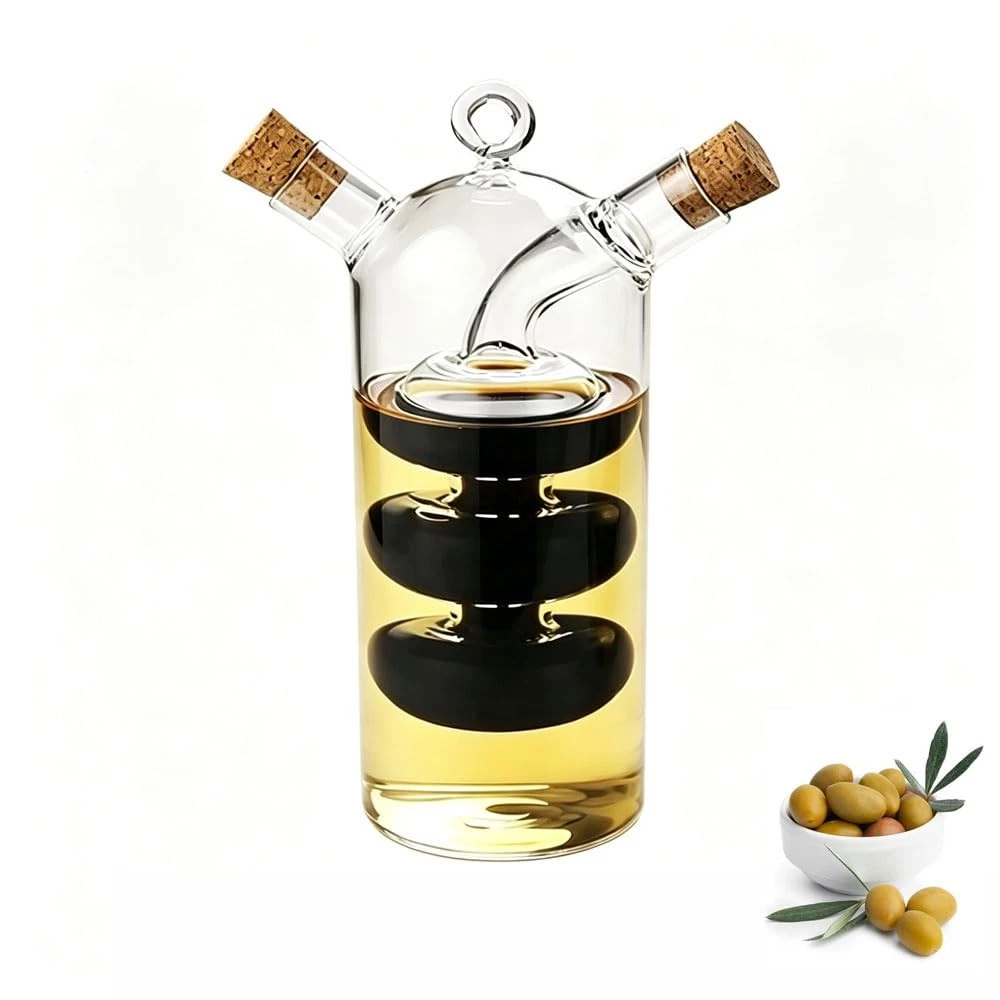 WINAKUI Olive Oil and Vinegar Dispenser Cruet Bottles, 2 in 2.5 Ounces, Clear