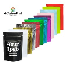 100 Custom Logo Print Foil Mylar Bags Smell Proof Stand Up Matte Storage Pouch