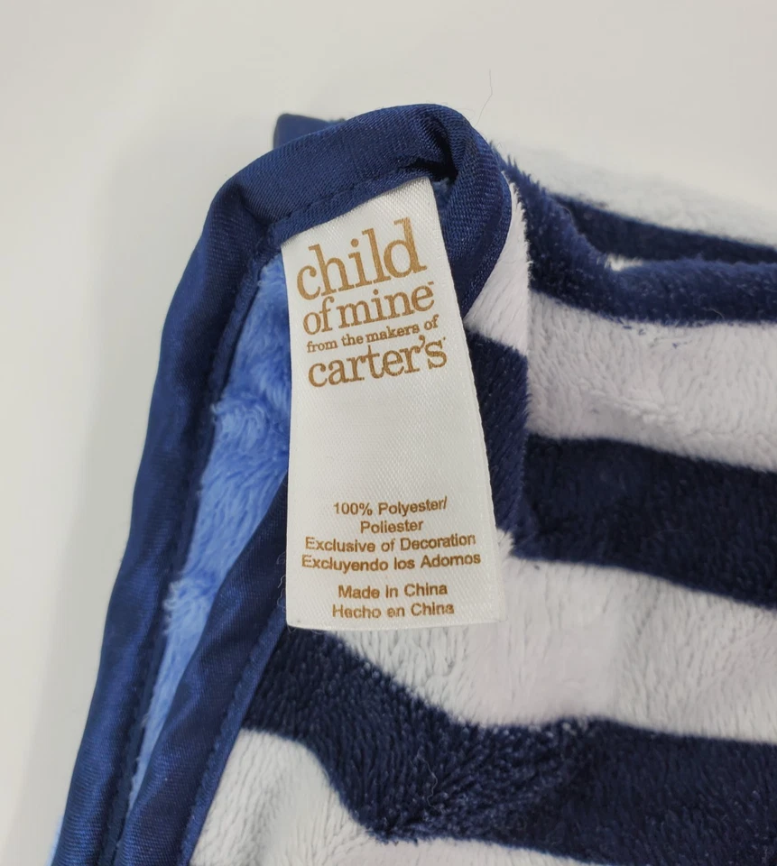 Cobertor de bebê Carters Child Of Mine peixe baleia listras azul ponto minky B58 - Imagem 4 de 4