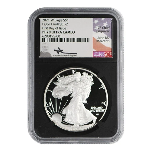 2021-W American Silver Eagle NGC PF-70 ULTRA CAMEO T-2 FDOI Mercanti Label