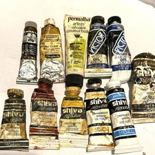 Oil Paint Lot Rembrandt Mussini Victor Shiva Schmincke Blue Cadmium Red Yellow