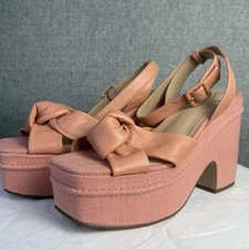 New Sam Edelman Theresa Square Toe Ankle Strap Platform Sandals in Pink 10.5