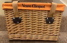 Veuve Clicquot Wooden Picnic Basket w/ Classic Yellow Clicquot Lining