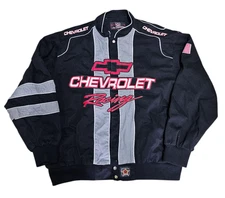 Vintage Retro JH Design Nascar Black Chevrolet Team Racing Jacket Size 3XL