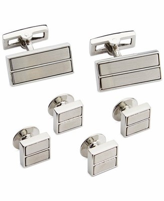 Ryan Seacrest Mens Silver Bar Studs Cufflinks Formal Wedding Dress Cuffs