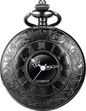 Classic Quartz Pocket Watch with Roman Numerals Scale and Chain Belt