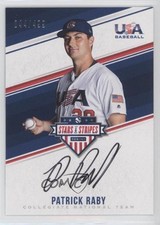 2018 USA Baseball Stars & Stripes CNT Signatures Black Ink Patrick Raby Auto 0o9
