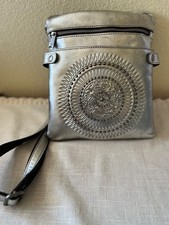 Patricia Nash Tooled Leather Silver Handbag/Crossbody Med EXLT