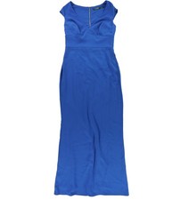 Ralph Lauren Womens Stretch Crepe Gown Dress, Blue, 2
