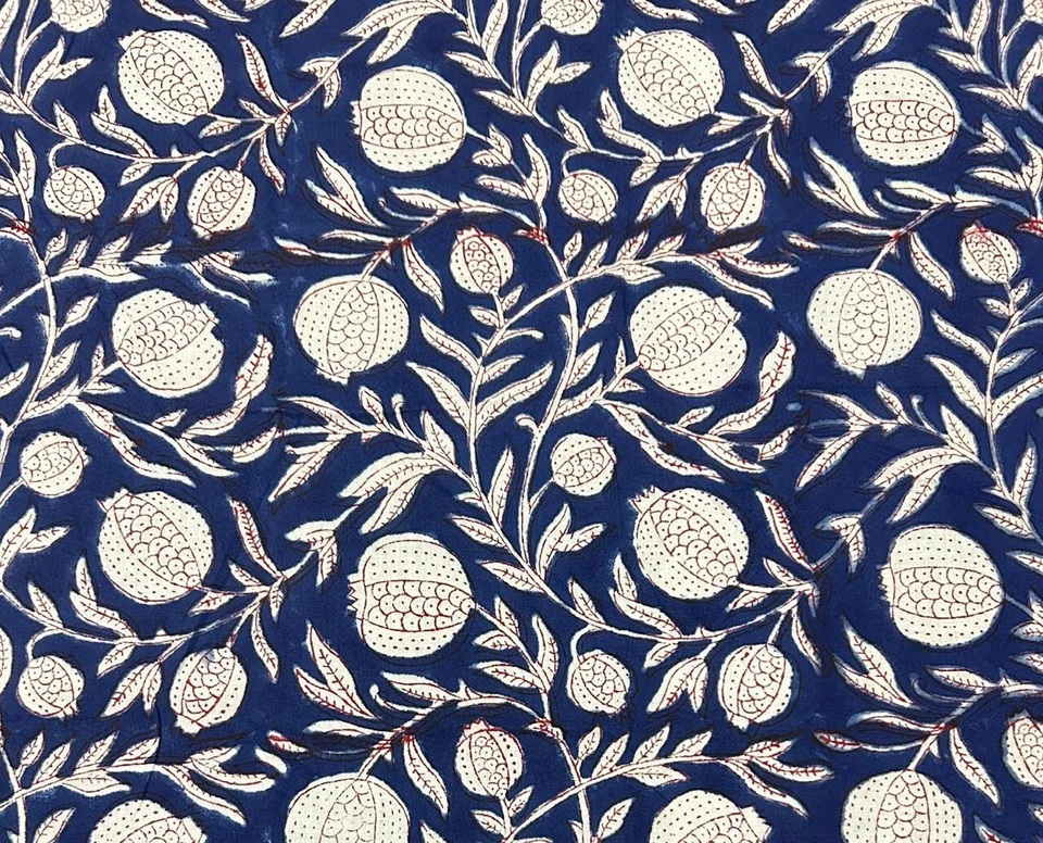 Tela artesanal de costura 100 % algodón con estampado floral de bloque de man... - Imagen 4 de 4