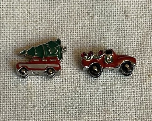 Origami Owl 1ST OR 2ND EDITION RED PICKUP TRUCK Floating Enamel CHRISTMAS Charm - Picture 2 of 4